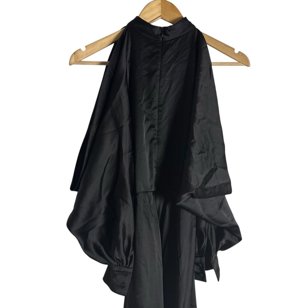 Arias New York Black Mock Neck Cold Shoulder Long Sleeve Cocktail Midi Dress 2 - Picture 11 of 16
